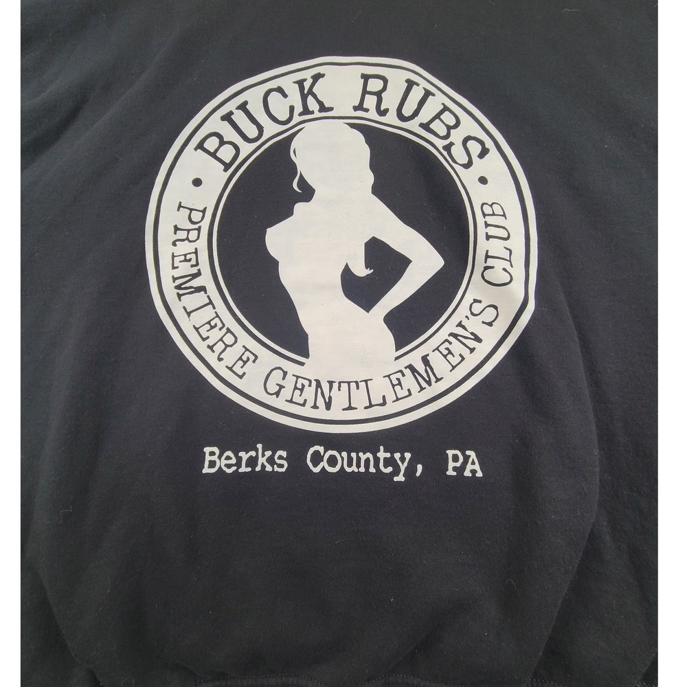 Buck Rubs Gentlemen's Club Berks County PA Hoodie Mens 3XL Black Graphic Print